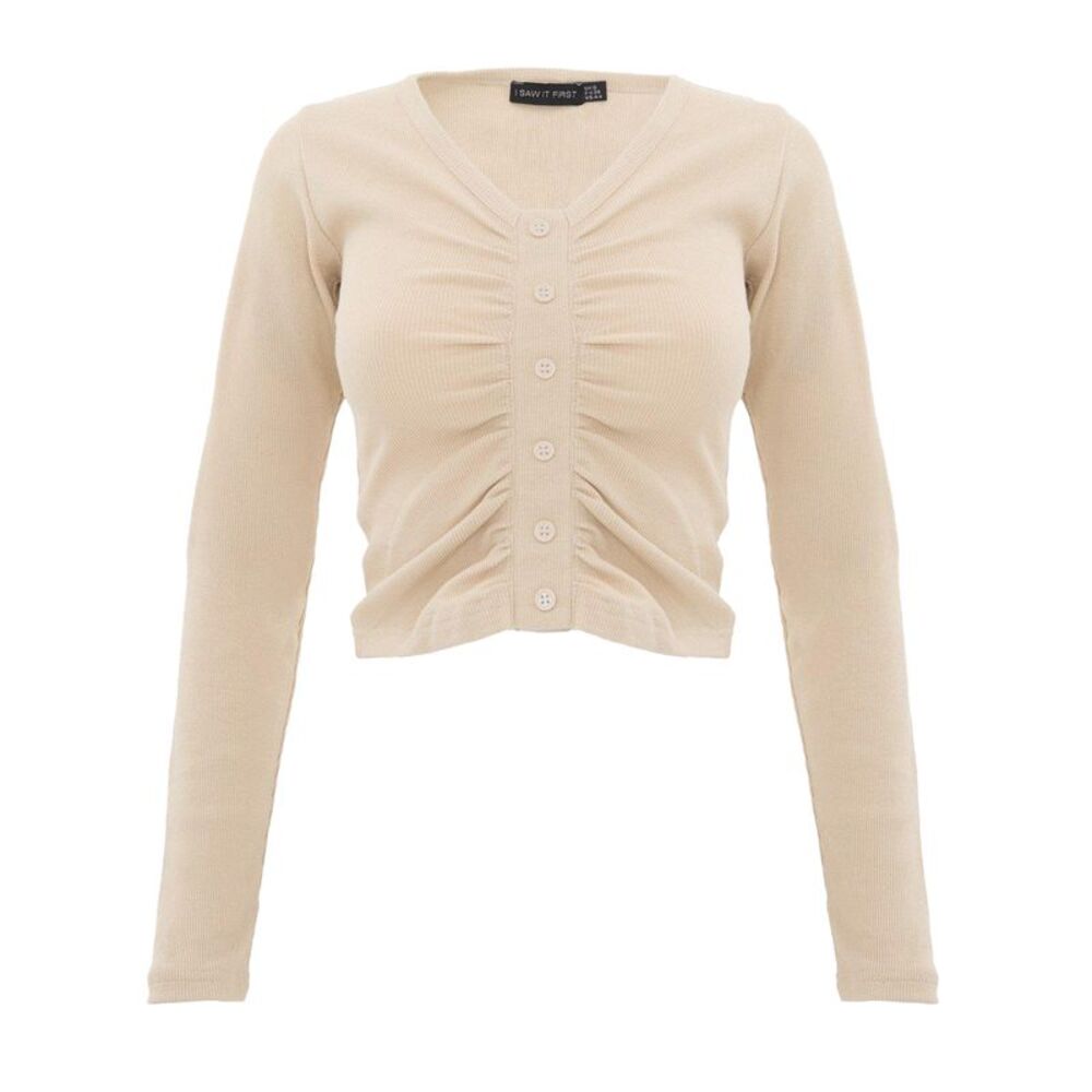 I Saw It First Womens/Ladies Ruched Ribbed Top / Stone
